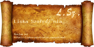 Liska Szofrónia névjegykártya